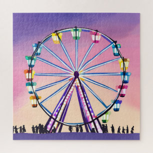 Ferris Wheel Sunset Schöne Wasserfarbe Puzzle