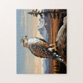Ferruginous Hawk steht auf Felsen Puzzle (Vertikal)
