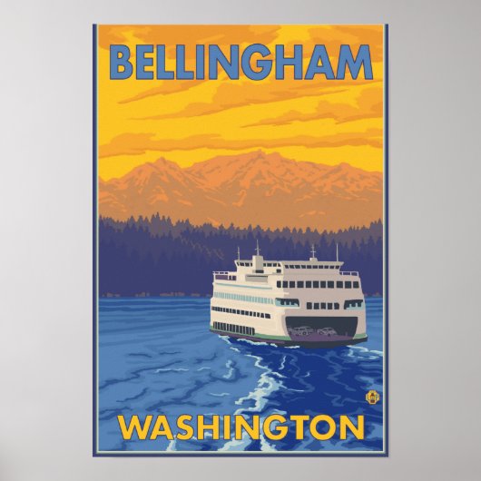 Ferry and Mountains - Bellingham, Washington Poster (Vorne)
