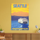 Ferry and Mountains - Seattle, Washington Leinwanddruck (Insitu (Wohnzimmer))