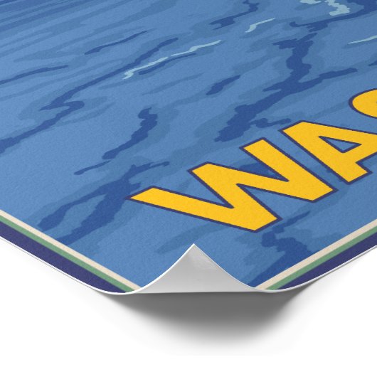 Ferry and Mountains - Seattle, Washington Poster (Ecke)