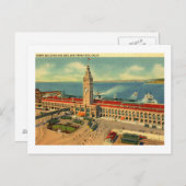 Ferry Gebäude & Bay, San Francisco Vintag Postkarte (Vorne/Hinten)