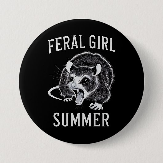 Ferry Girl Summer Opossum Vintag Button (Vorderseite)