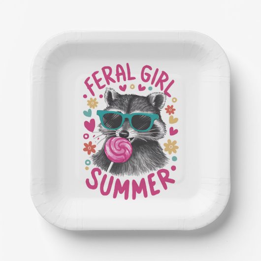 Ferry Girl Summer Opossum Vintag Pappteller (Vorderseite)