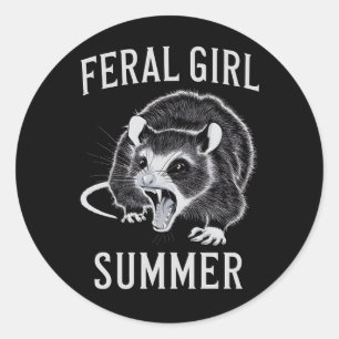 Ferry Girl Summer Opossum Vintag Runder Aufkleber