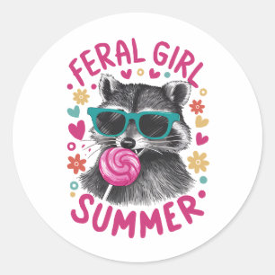Ferry Girl Summer Opossum Vintag Runder Aufkleber