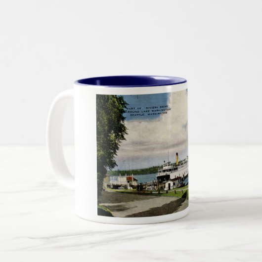 Ferry, Lake Washington, Seattle Vintag Zweifarbige Tasse (Vorderseite Links)