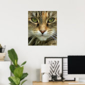 Ferry Tabby Cat mit grünem Auge Portrait Print Poster (Heimbüro)