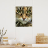 Ferry Tabby Cat mit grünem Auge Portrait Print Poster (Küche)