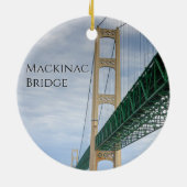Ferry View Pictures of Mackinac Bridge Keramik Ornament (Hinten)