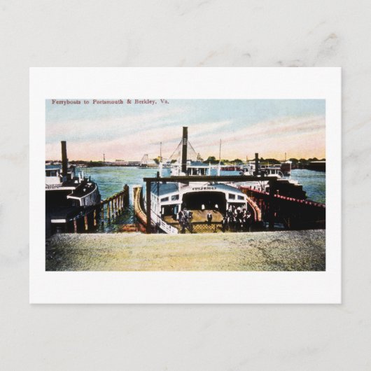 Ferryboote nach Portsmouth & Berkely, VA Postkarte (Vorderseite)