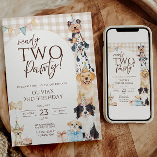 Fertig für die TWO Pawty-Geburtstagseinladung für Einladung