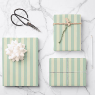 Fertig-grüne und gelbe Streifen Geschenkpapier Set