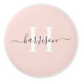 Fertig lackiertes weißes Monogramm mit hellweichem Keramikknauf (Vorderseite)