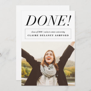 Fertig! Stilvolle Ankündigung von Abschluss Foto