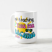 Fertig Unterricht. Zeit zum Begehen mit Sonnensche Kaffeetasse (Vorderseite Links)