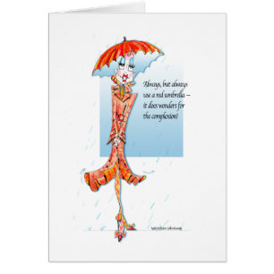 Fertig werdene Karte des roten Regenschirmes