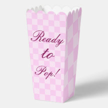 Fertig zum Knallen Rosa Gingham-Baby-Shower-Popcor