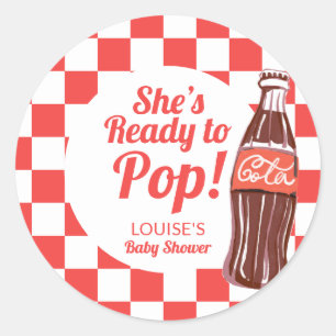 Fertig zum Knallen Soda Cola Baby Shower Favor Runder Aufkleber