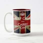 Fertigen Sie behalten Ruhe und weitermachen Zweifarbige Tasse (Links)