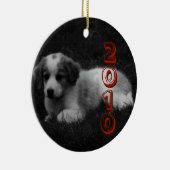 FERTIGEN Sie das erste Weihnachten Ihres Welpen Keramikornament (Rechts)