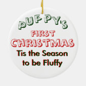 FERTIGEN Sie das erste Weihnachten Ihres Welpen Keramikornament (Hinten)