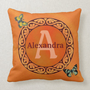 Fertigen Sie diese Orange und Schmetterling Kissen