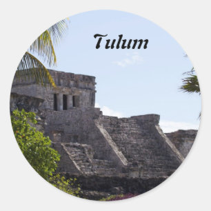 Fertigen Sie El Castillo de Tulum - Mayaruinen Runder Aufkleber