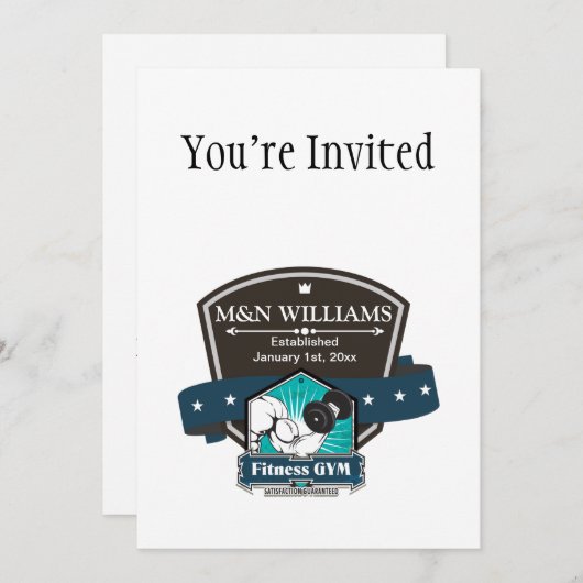 Fertigen Sie Ihr NamensFitness-Turnhallen-Logo Einladung (Vorne/Hinten)