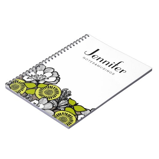 Fertigen Sie Ihr Notizbuch - graue Blumen Notizblock (Linke Seite)