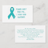 Fertigen Sie Ihre eigene Nahrungsmittelallergie Telefonnummerkarte (Vorne/Hinten)