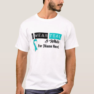 Fertigen Sie mich tragen aquamarinen u. weißen T-Shirt