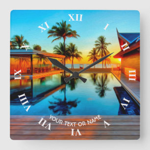 Fertigen Sie mit Ihrem eigenen Text und Ihrem Foto Quadratische Wanduhr