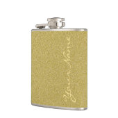 Fertigen Sie mit Namen - Trendy Glitzer-Gold Flachmann (Links)