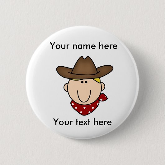 Fertigen Sie sich blonder Cowboy besonders an Button (Vorderseite)