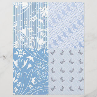 Fertiges Papier Pastellblau, Schmetterlinge/Katzen