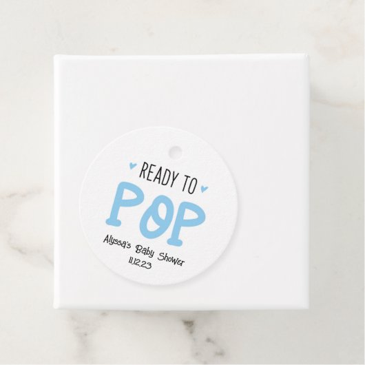 Fertigpäckchen für den Pop Blue Baby Dusche Geschenkanhänger (Beispiel)