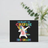 Fertigputz 3. Klasse Back School Unicorn Dabbing Postkarte (Stehend Vorderseite)