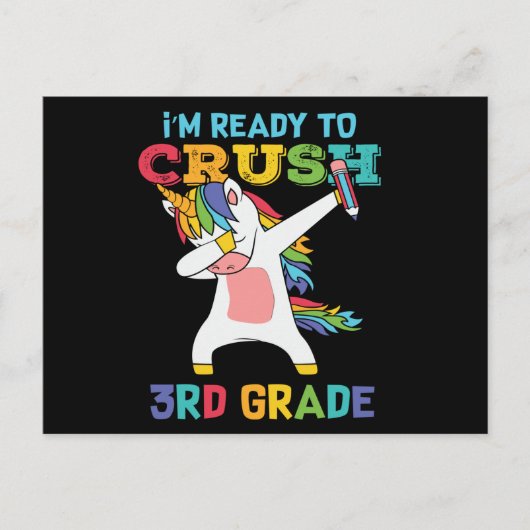 Fertigputz 3. Klasse Back School Unicorn Dabbing Postkarte (Vorderseite)