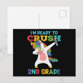 Fertigputz der 2. Klasse Back School Unicorn Dabbi Postkarte (Vorne/Hinten)