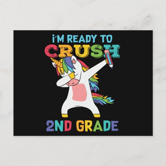 Fertigputz der 2. Klasse Back School Unicorn Dabbi Postkarte (Vorderseite)