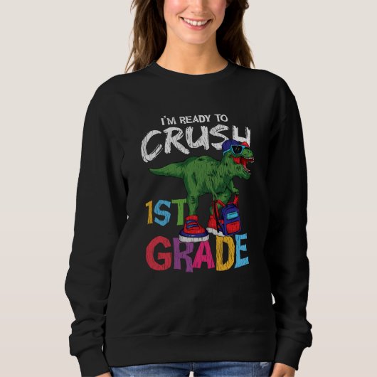 Fertigputz Erster Schullehrer Kinder Dinosaurier Sweatshirt (Vorderseite)