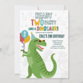 Fertigstellung Zwei Party Dinosaur T-Rex 2. Geburt Einladung (Vorderseite)