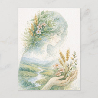 Fertility Goddess Day Watercolor Postcard Feiertagspostkarte