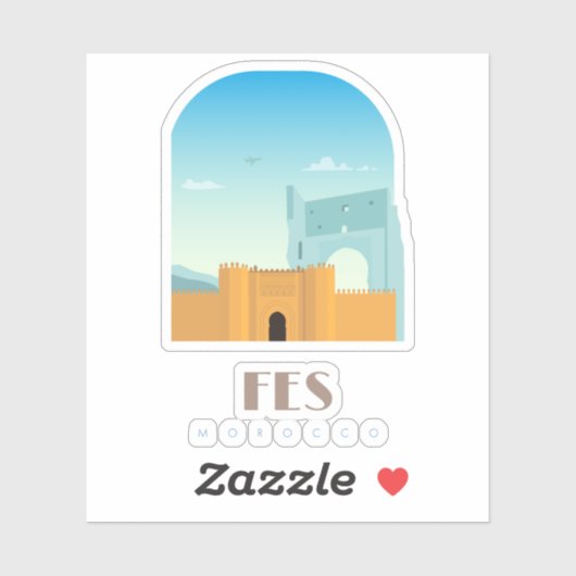 Fes city morocco Skyline Aufkleber (Blatt)