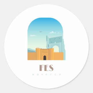Fes city morocco Skyline Runder Aufkleber