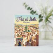 Fes el Bali Medina Marokko Postkarte (Stehend Vorderseite)