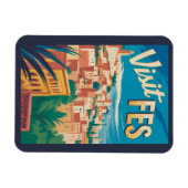 Fes Marokko Afrika Illustration Reise Kunst Vintag Magnet (Horizontal)