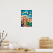 Fes Marokko Afrika Illustration Reise Kunst Vintag Poster (Küche)