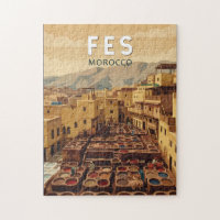 Fes Marokko Illustration Reise Kunst Vintage
